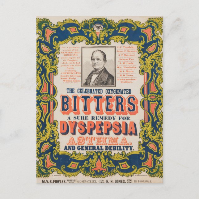 Carte Postale Les Bitters oxygénés célèbres (Devant)
