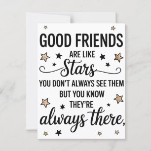 Carte Postale Les bons amis sont comme des étoiles Citation Insp