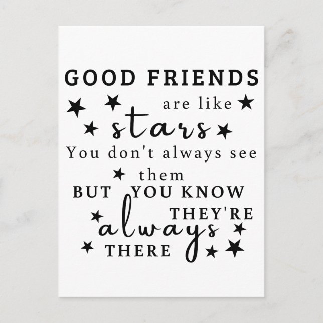 Carte Postale Les Bons Amis Sont Comme Les Étoiles : Amitié Cita (Devant)