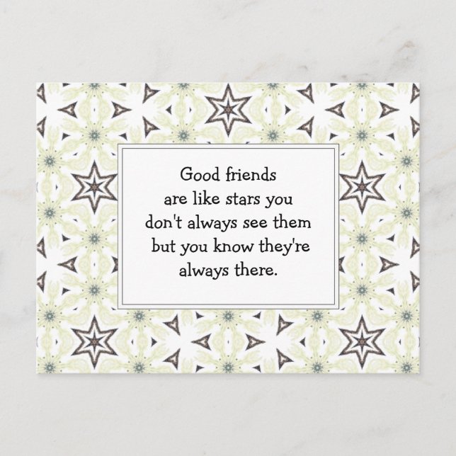 Carte Postale Les bons amis sont comme les étoiles Citation pers (Devant)