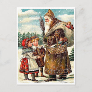 Carte Postale Les bons enfants rencontrent le Père Noël avec des