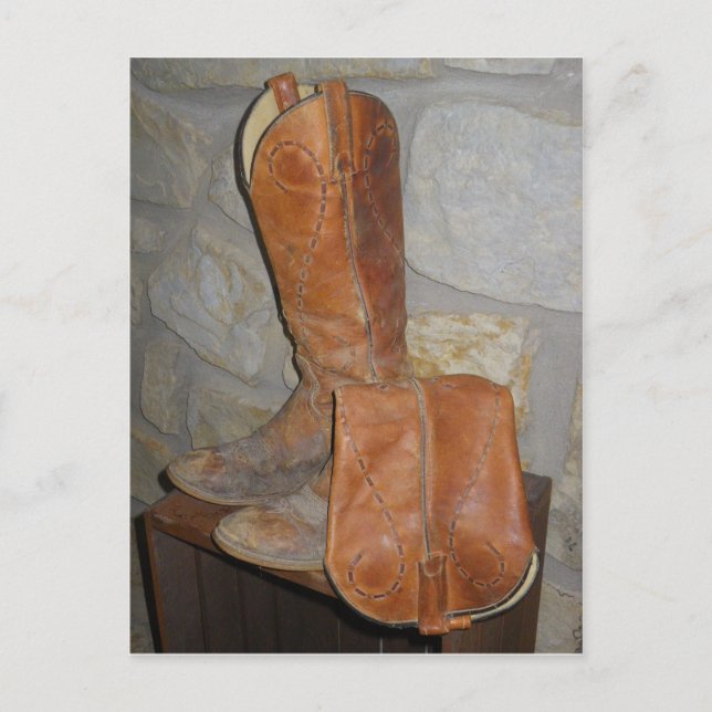 Carte Postale Les bottes de vieux cowboy sont les meilleures bot (Devant)