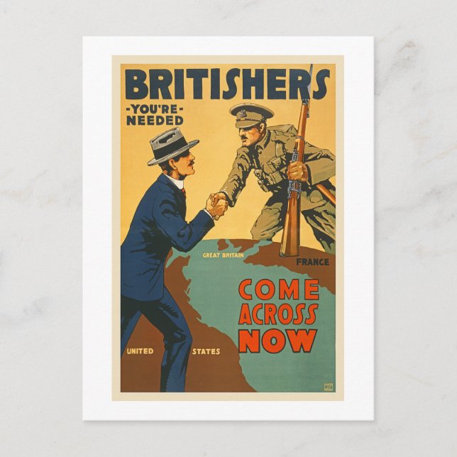 Carte Postale Les Britanniques viennent à travers la Première Gu (Devant)