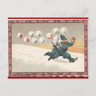 Carte Postale Les bulles de Noël pourchassent un policier