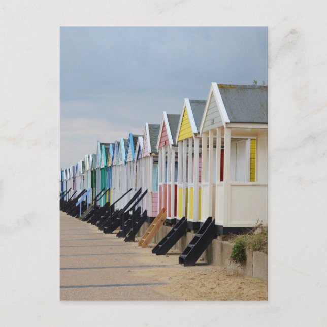 Carte Postale Les Cabanes De Plage Peintes De Couleur Vive (Devant)