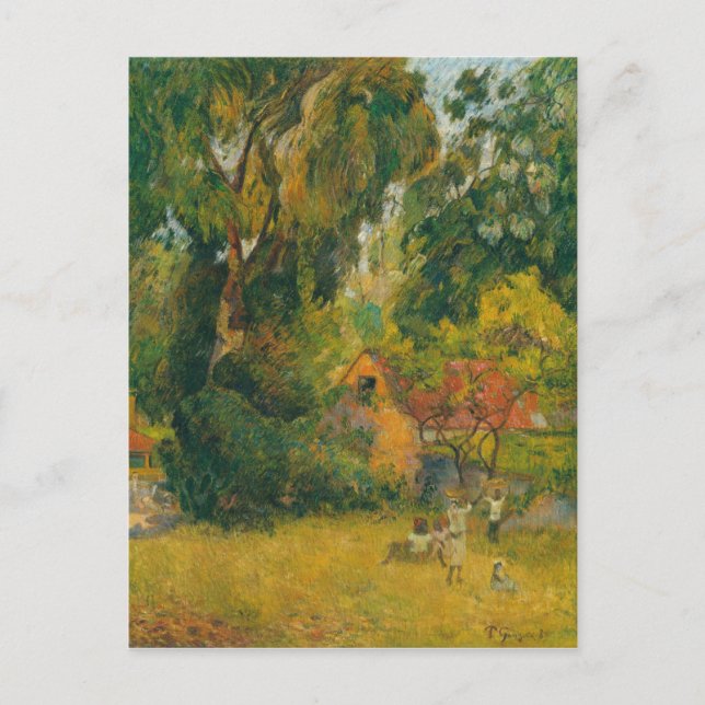 Carte Postale Les cabanes sous les arbres par Paul Gauguin (Devant)