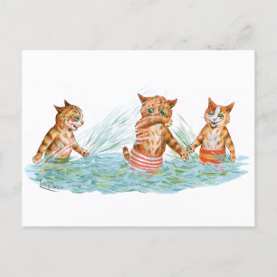 Carte Postale Les chats jouent dans l'eau Louis Wain