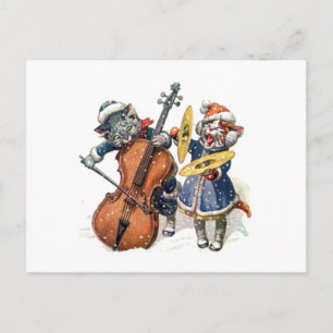 Carte Postale Les chats Jouer le Cello et les Cymbals dans la ne