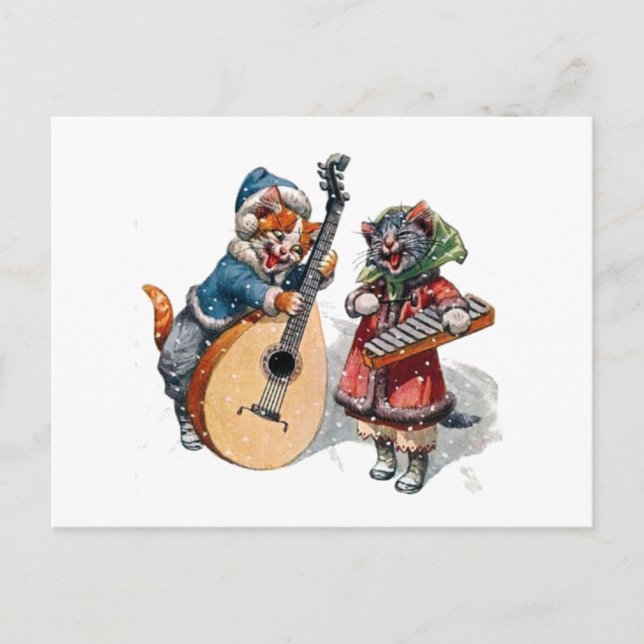 Carte Postale Les chats mignons jouent du mandoline et du xyloph (Devant)