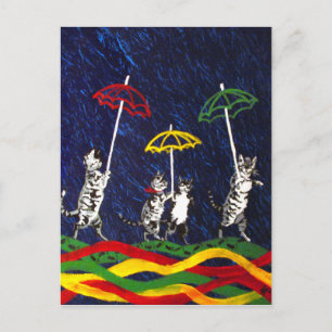 Carte Postale Les chats sous la pluie