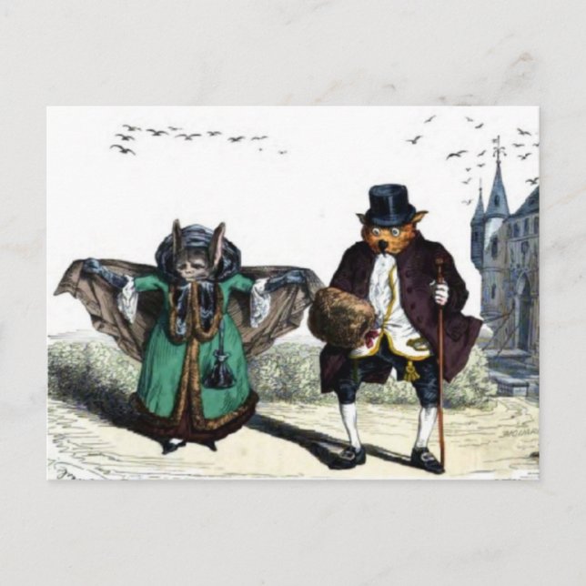 Carte Postale Les chauves-souris habillées comme des gens (Devant)