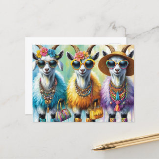 Carte Postale Les chèvres à la mode