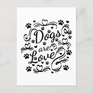 Carte Postale Les Chiens Sont Loin Paw Et Coeurs Typographie