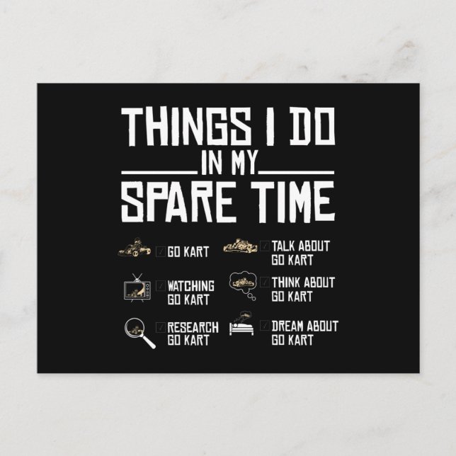 Carte Postale Les Choses Que Je Fais Dans Mon Temps De Rechange, (Devant)