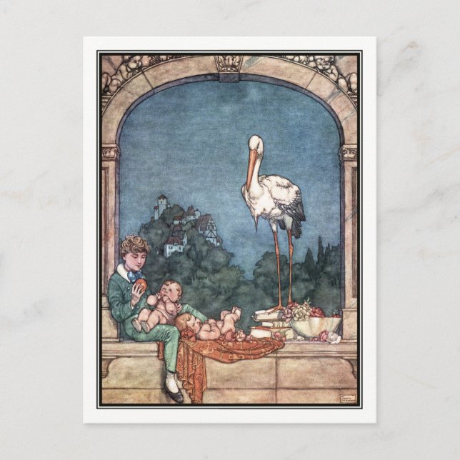Carte Postale Les cigognes par William Heath Robinson (Devant)