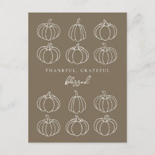 Carte Postale Les Citrouilles minimalistes tombent Heureux Heure