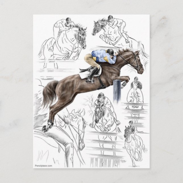 Carte Postale Les clôtures des Chevaux de cavalier Montage (Devant)