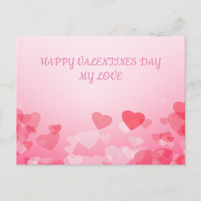 Carte Postale Les coeurs roses et rouges de Valentine (Devant)