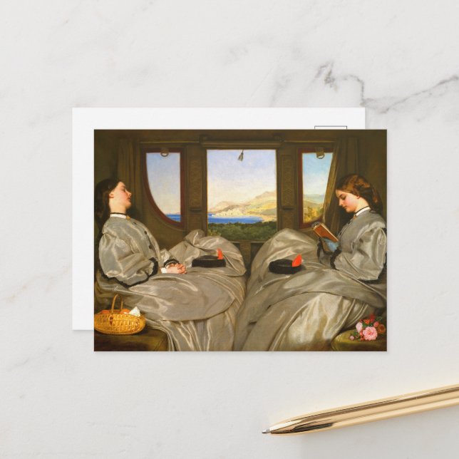 Carte Postale Les compagnons de voyage par Augustus Leopold Egg (Devant/Arrière en situation)