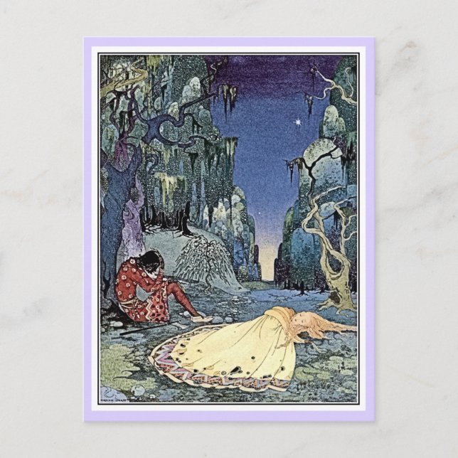 Carte Postale Les contes de fées français : Violette et Ourson d (Devant)