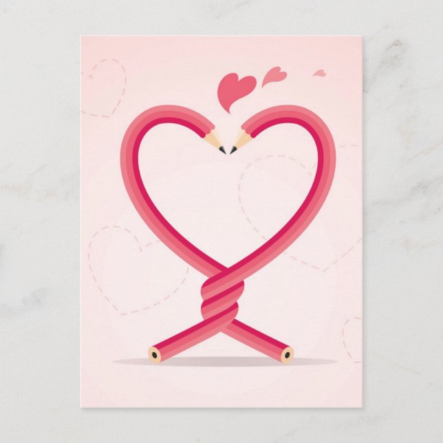 Carte Postale Les crayons amoureux (Devant)
