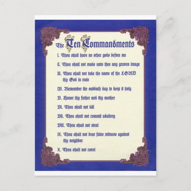 CARTE POSTALE LES DIX COMMANDEMENTS (Devant)