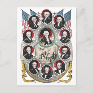 Carte Postale Les dix premiers présidents des États-Unis