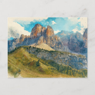 Carte Postale Les Dolomites Italie - Peinture à l'aquarelle écla