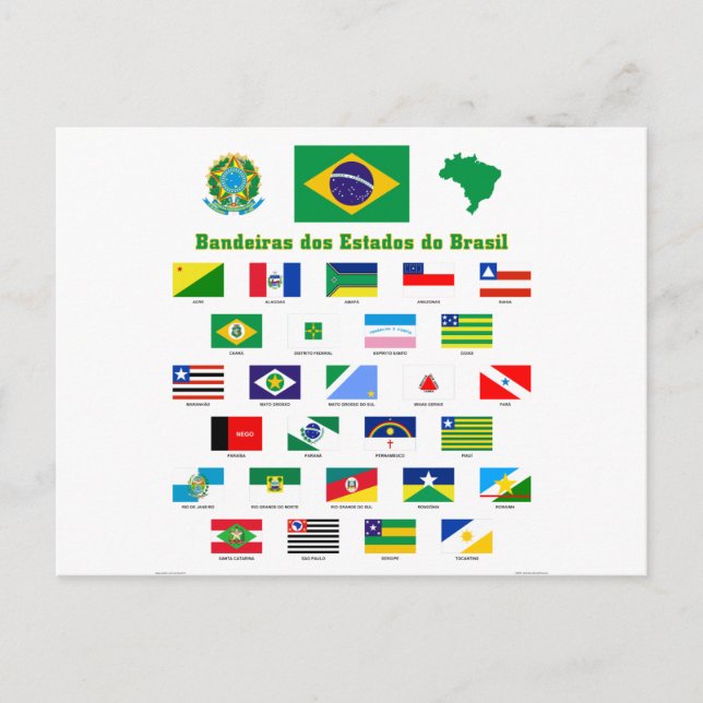 Carte Postale Les drapeaux du Brésil (Devant)