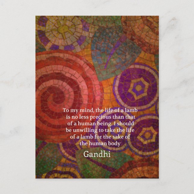 Carte Postale Les droits des animaux inspirants de Gandhi citent (Devant)
