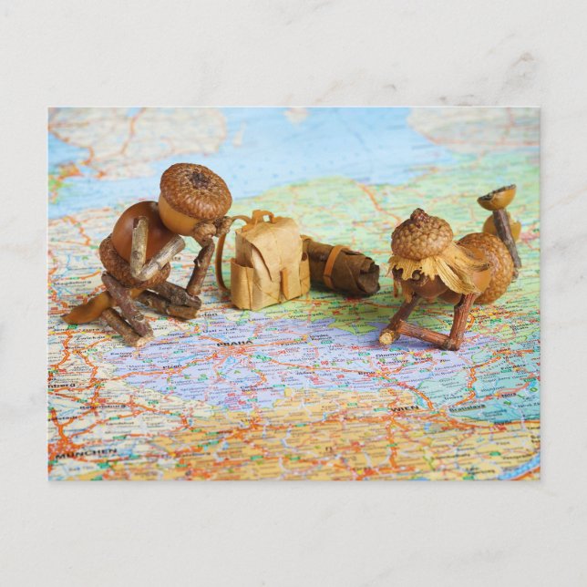 Carte Postale Les elfes d'Acorn planifient un voyage (Devant)