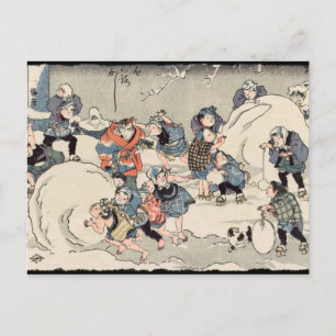 Carte Postale Les enfants chinois dans la neige