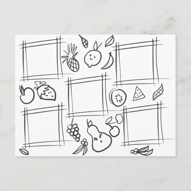 Carte Postale Les enfants Couleur Fruit Dessin amusant Doodé (Devant)