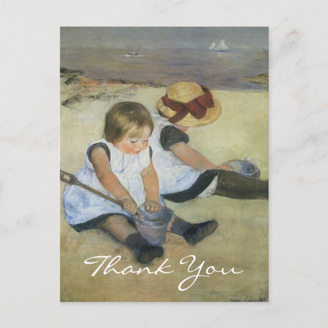 Carte Postale Les enfants de Cassatt jouent sur la plage (Devant)