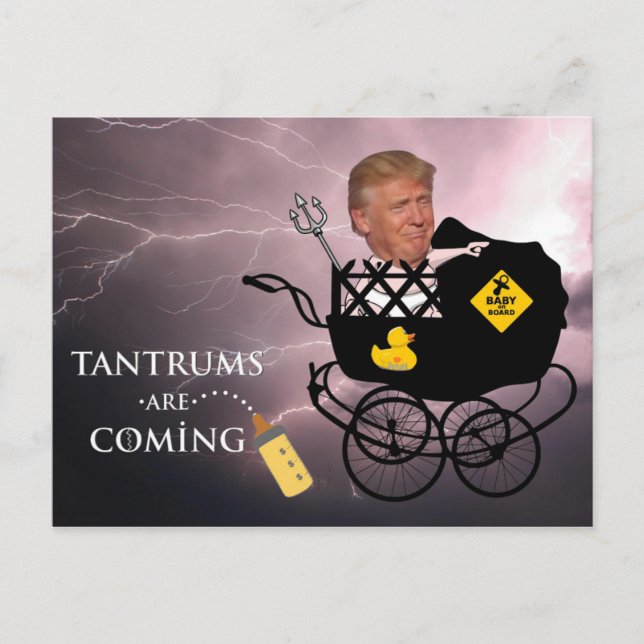 Carte Postale Les ennuis arrivent / Anti Trump, (Devant)
