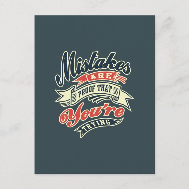 Carte Postale Les erreurs sont la preuve Citations motivationnel (Devant)