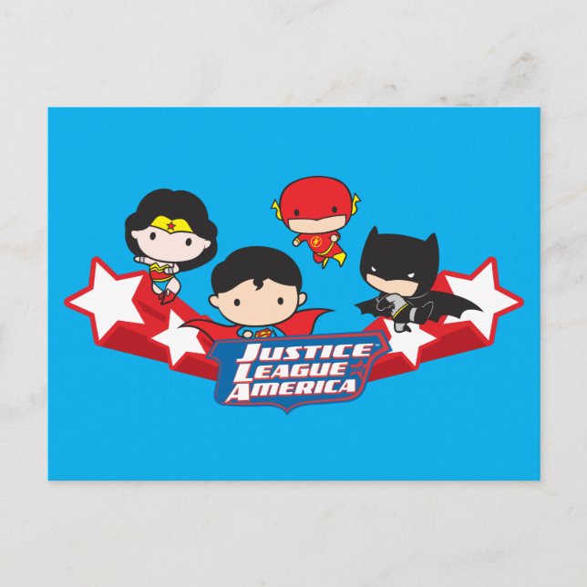 Carte Postale Les étoiles de la Chibi Justice League of America (Devant)
