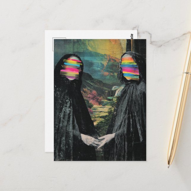 Carte Postale Les femmes aux visages flous (Devant/Arrière en situation)