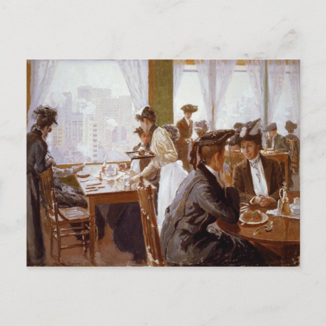 Carte Postale Les femmes dîner dans un restaurant animé (Devant)