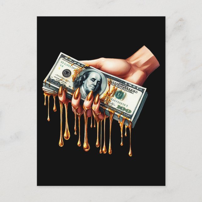 Carte Postale les femmes donnent 100 dollars de billet d'or liqu (Devant)