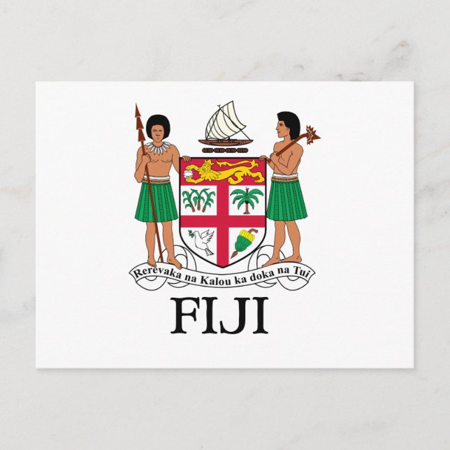 Carte Postale Les FIDJI - emblème/drapeau/manteau des (Devant)