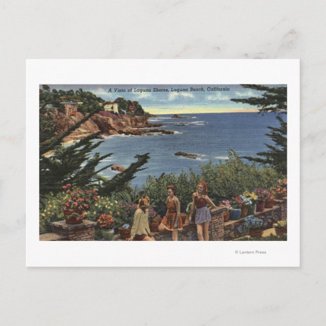 Carte Postale Les filles profitent d'une Vista de Laguna Shores (Devant)