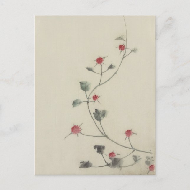Carte Postale Les fleurs rouges sur la vigne Hokusai Art japonai (Devant)