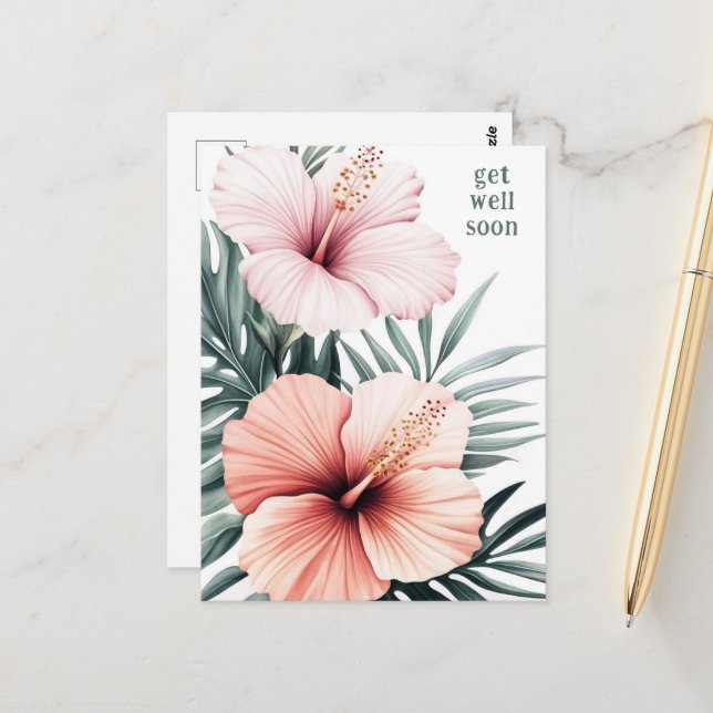 Carte Postale Les fleurs tropicales d'Hibiscus se portent bien b (Devant/Arrière en situation)