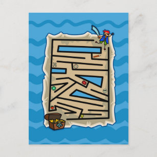 Carte Postale Les garçons Pirate trésor chasse Puzzle jeu