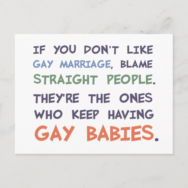 Carte Postale Les Gays Ont Des Bébés Gays (Devant)