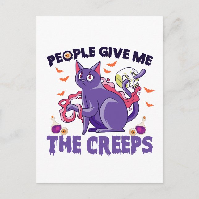 Carte Postale Les gens me donnent des crèmes Chat Éffrayant Hall (Devant)