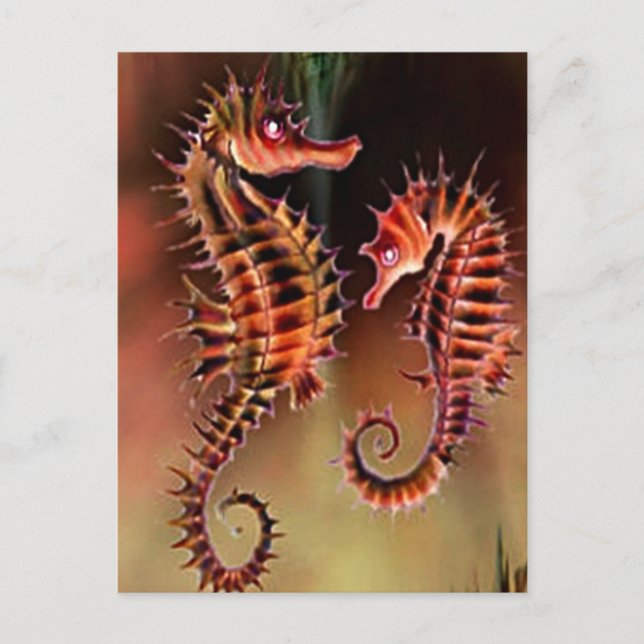 Carte Postale Les hippocampes colorés (Devant)