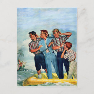 Carte Postale les hommes des années 50 écoutant le chant de la s