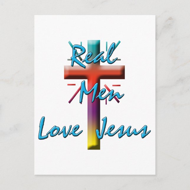 CARTE POSTALE LES HOMMES VRAIS AIMENT JÉSUS (Devant)